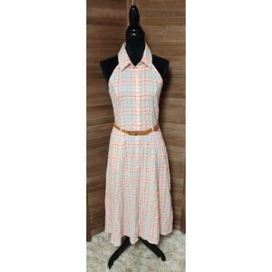 Ella Moss Christina Gingham L Cut Out Back Button Front Sleeveless Midi Dress